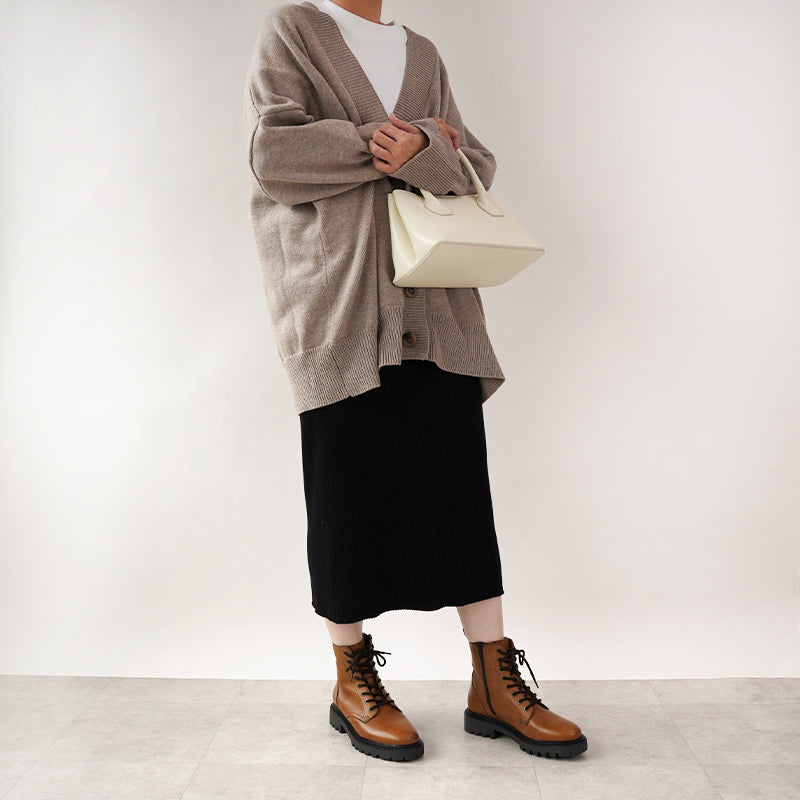 リリオブランコ Lirio blanco 本革 撥水 靴靴 女士 短靴 短靴 鞋子 秋冬靴 鞋帶 上拉 鞋子 側拉鍊 編織靴 粗跟 皮革 厚底 防寒 黑色 黑色 深棕色