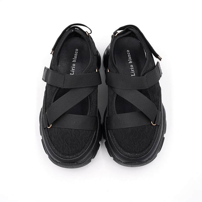 リリオブランコ Lirio blanco スニーカー サンダル 厚底 レディース 25秋冬新作 全3色 黒 ホワイト シルバー S-LL スリッポン スポサン スポーツサンダル ローカット 軽量 通気性 痛くない 散歩 (シルバー) シルバー