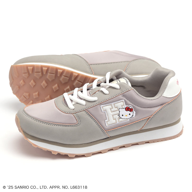 リリオブランコ Lirio blanco サンリオキャラクターズ スニーカー ハローキティ マイメロディ シナモロール クロミ 刺繍 サテン スニーカー 靴 レディース 黒 22.5-24.5cm 抗菌防臭 sanrio (グレー) グレー