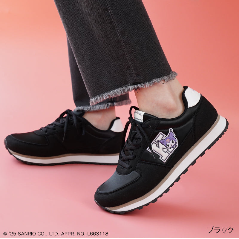 リリオブランコ Lirio blanco サンリオキャラクターズ スニーカー ハローキティ マイメロディ シナモロール クロミ 刺繍 サテン スニーカー 靴 レディース 黒 22.5-24.5cm 抗菌防臭 sanrio (グレー) グレー