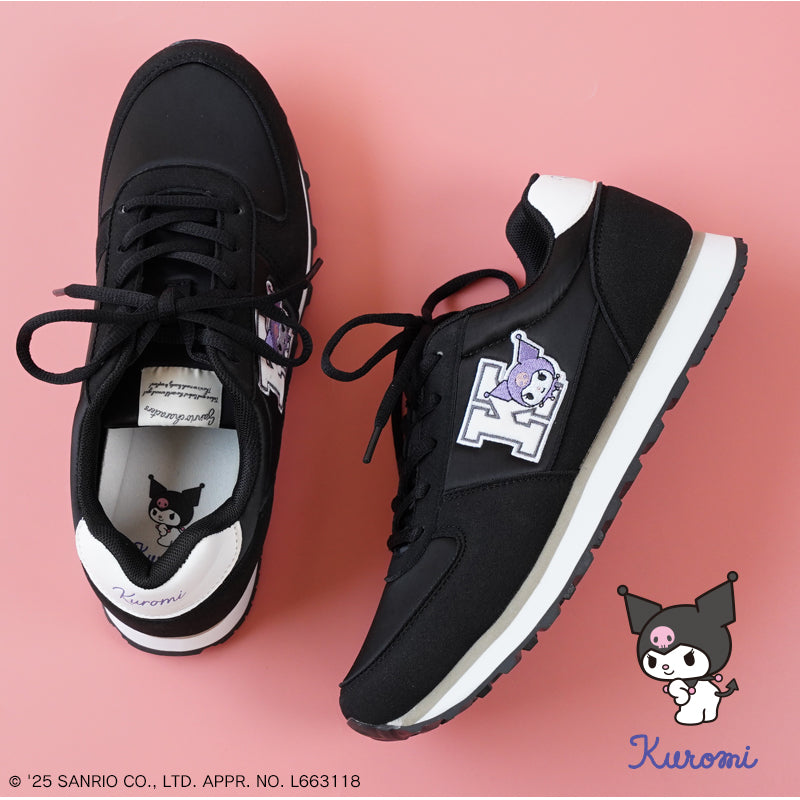 リリオブランコ Lirio blanco サンリオキャラクターズ スニーカー ハローキティ マイメロディ シナモロール クロミ 刺繍 サテン スニーカー 靴 レディース 黒 22.5-24.5cm 抗菌防臭 sanrio (グレー) グレー