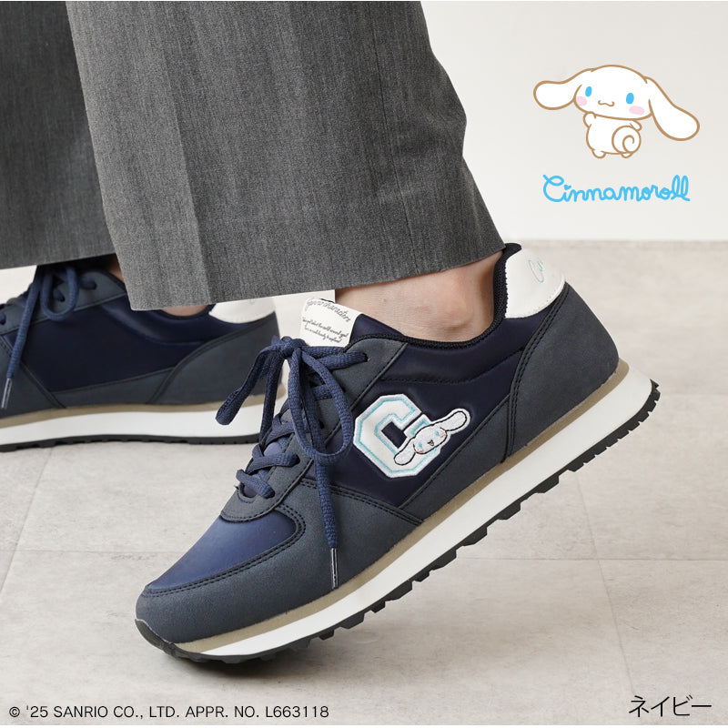 リリオブランコ Lirio blanco サンリオキャラクターズ スニーカー ハローキティ マイメロディ シナモロール クロミ 刺繍 サテン スニーカー 靴 レディース 黒 22.5-24.5cm 抗菌防臭 sanrio (グレー) グレー