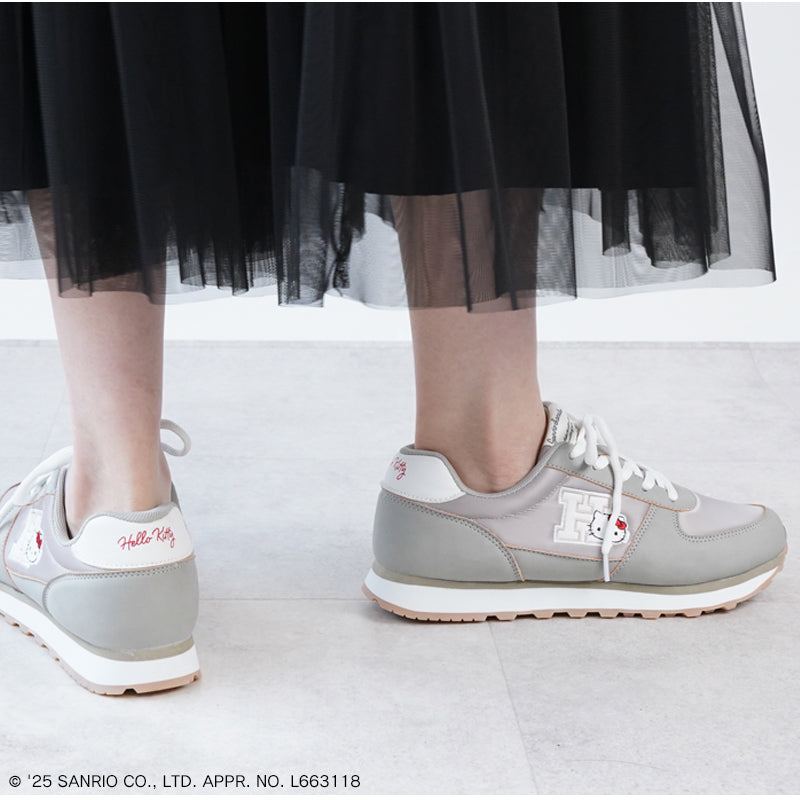 リリオブランコ Lirio blanco サンリオキャラクターズ スニーカー ハローキティ マイメロディ シナモロール クロミ 刺繍 サテン スニーカー 靴 レディース 黒 22.5-24.5cm 抗菌防臭 sanrio (グレー) グレー
