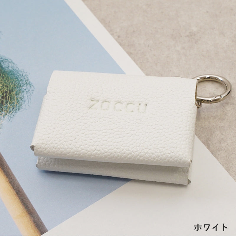 ゾック ZOCCU ポケットティッシュケース テッシュポーチ おしゃれ 本革 レザー 牛革 ティッシュカバー キーケース マルチポーチ ウェットティッシュ 子供 バッグ カラビナ (ブラック) ブラック