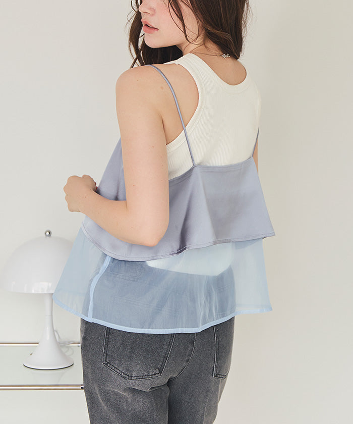 ティティベイト titivate マットサテンオーガンジーキャミソール (アイボリー) アイボリー