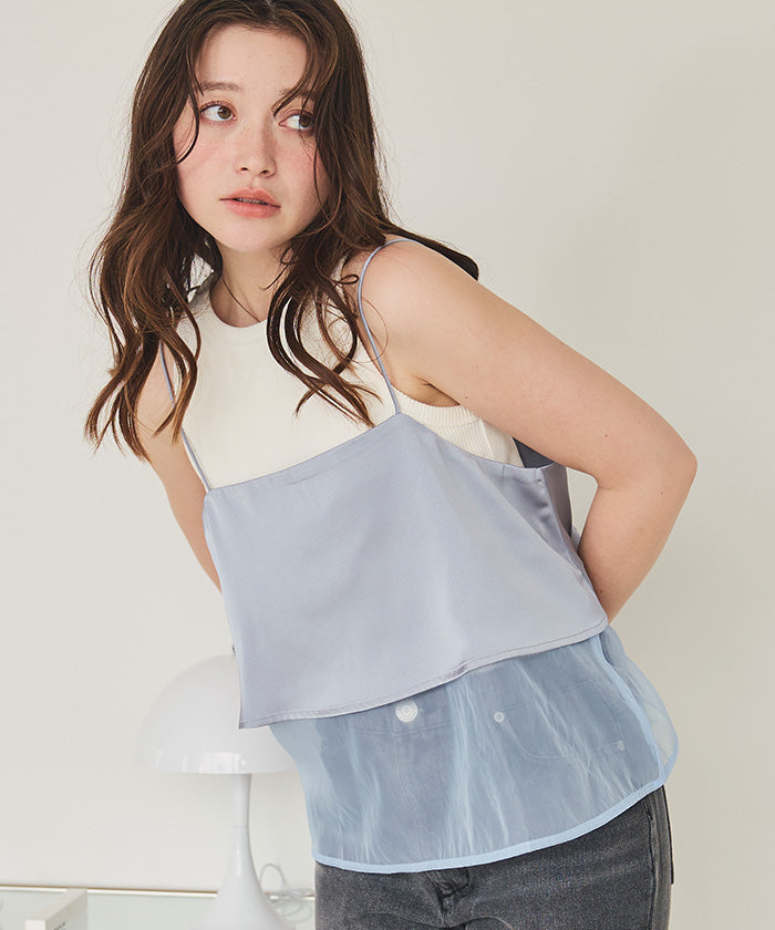 ティティベイト titivate マットサテンオーガンジーキャミソール (アイボリー) アイボリー