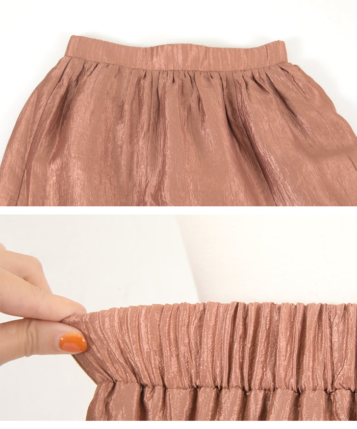 ティティベイト titivate シャイニーフレアスカート (チャコール) チャコール