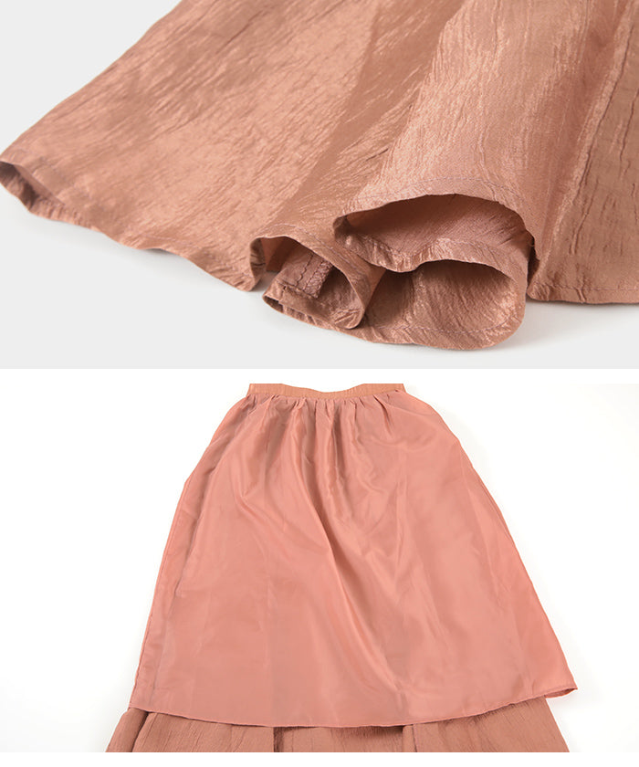 ティティベイト titivate シャイニーフレアスカート (チャコール) チャコール