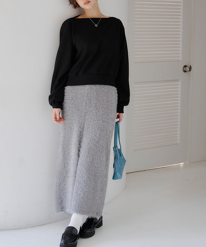 ティティベイト titivate ラメフェザースカート (グレー) グレー