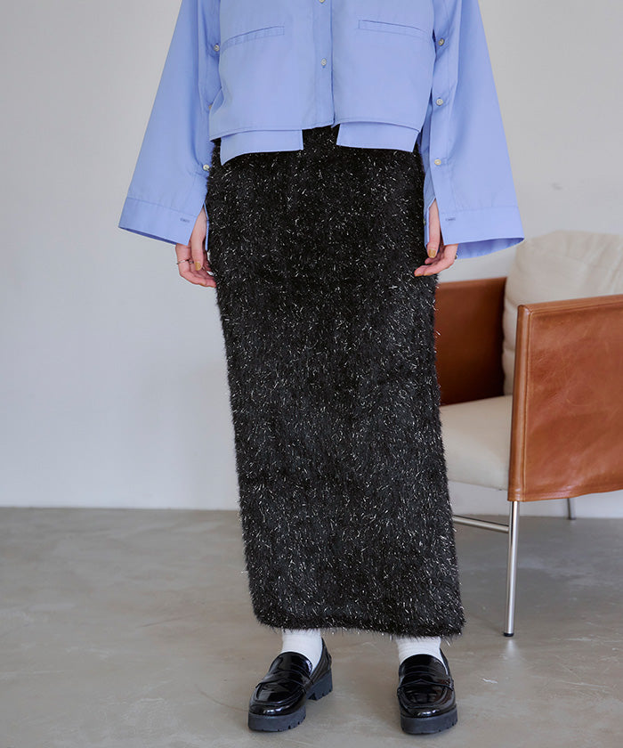 ティティベイト titivate ラメフェザースカート (グレー) グレー