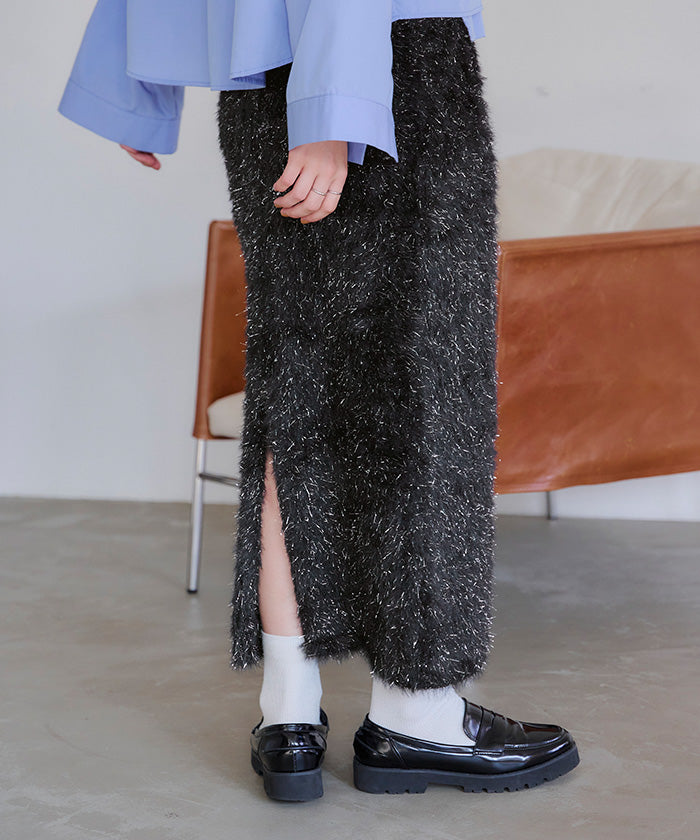 ティティベイト titivate ラメフェザースカート (グレー) グレー