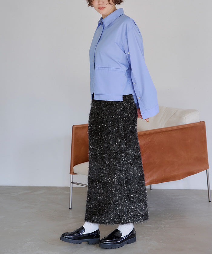 ティティベイト titivate ラメフェザースカート (グレー) グレー