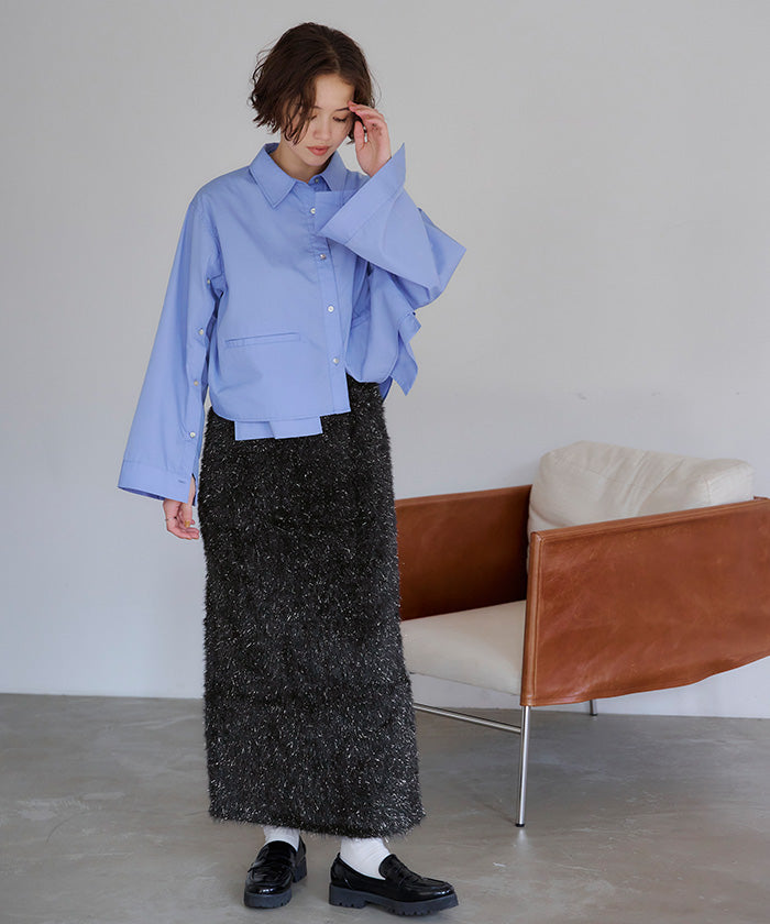 ティティベイト titivate ラメフェザースカート (グレー) グレー