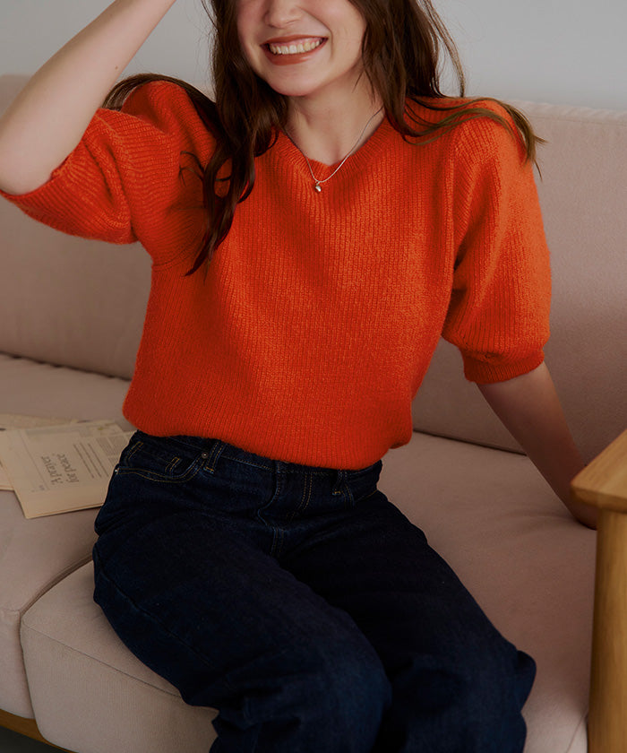 ティティベイト titivate パフスリーブふわっとニットトップス