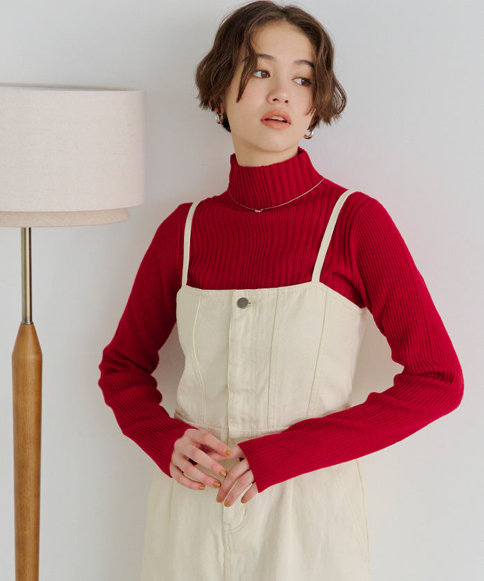 ティティベイト titivate ランダムリブハイネックニット (ライトグレー) ライトグレー