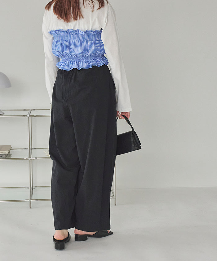 ティティベイト titivate カーヴィーシルエットゴムパンツ (ピンク) ピンク