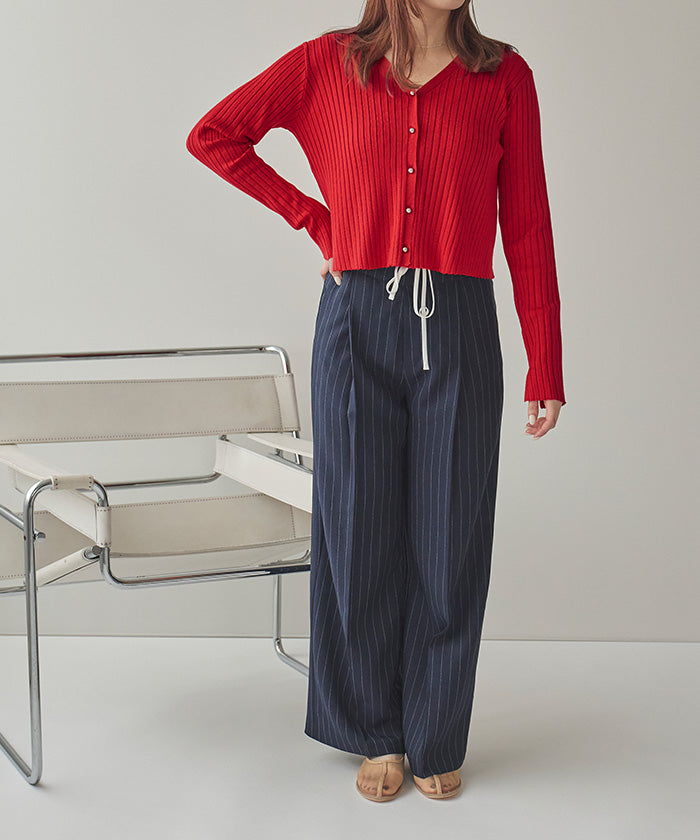 ティティベイト titivate ちびシルバーボタンリブニットカーディガン (ライトグレー) ライトグレー