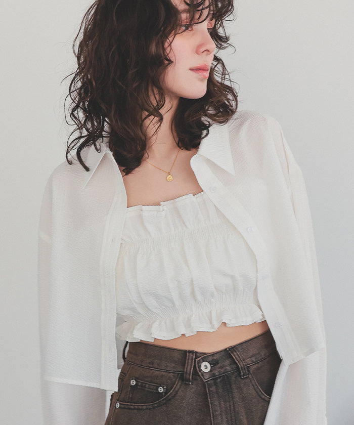 ティティベイト titivate サッカーストライプシャーリングビスチェ (ホワイト) ホワイト