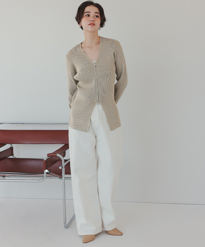 ティティベイト titivate スリムアップジップニットカーディガン