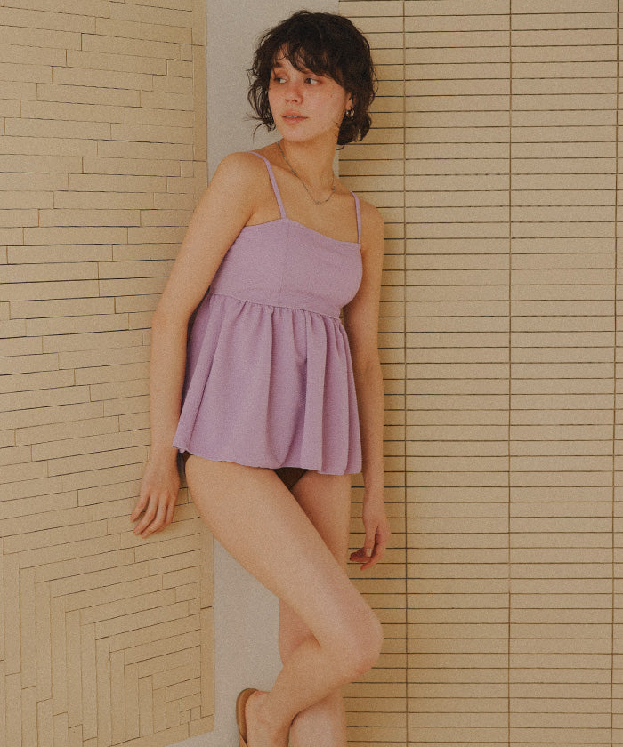 ティティベイト titivate ペプラムギャザーデザインビスチェビキニ/水着 【返品不可商品】 (ラベンダー) ラベンダー