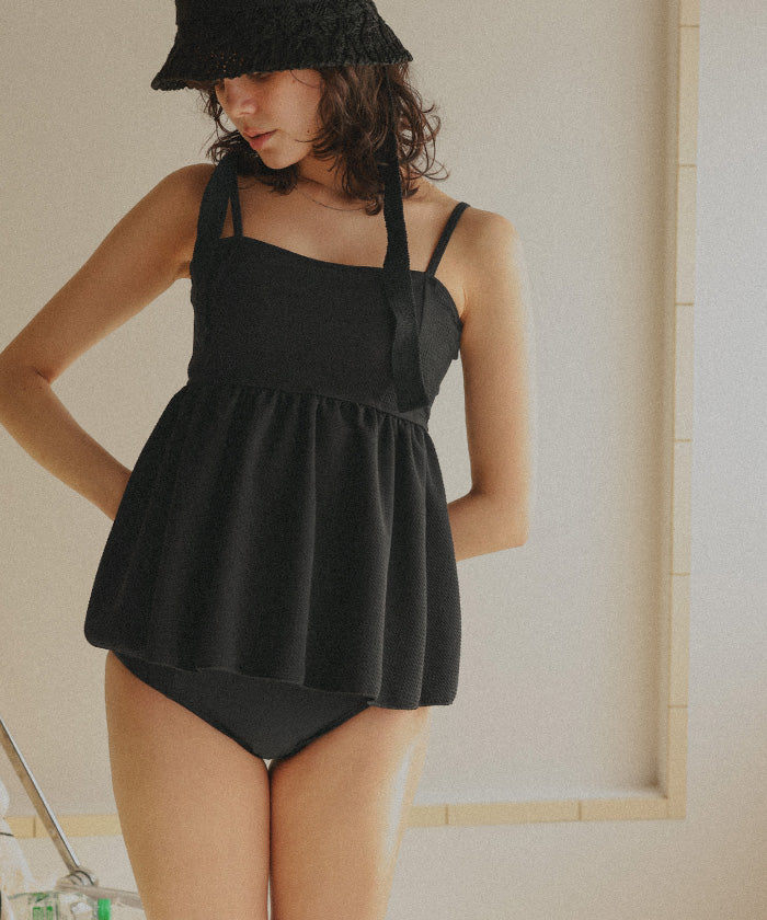 ティティベイト titivate ペプラムギャザーデザインビスチェビキニ/水着 【返品不可商品】 (ラベンダー) ラベンダー