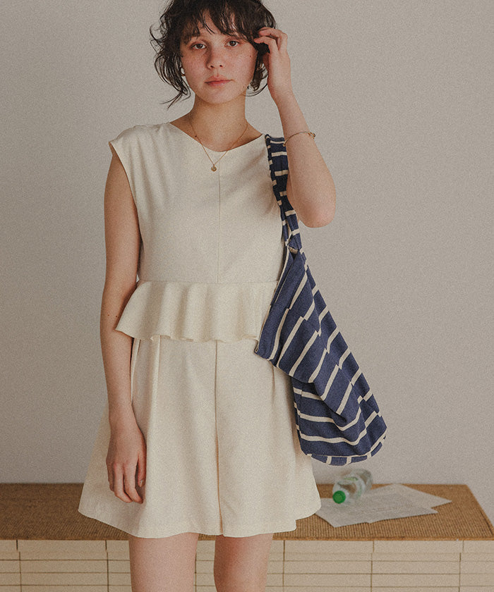 ティティベイト titivate ペプラムフレアデザインオールインワン/ワンピース水着 【返品不可商品】 (バニラ) バニラ