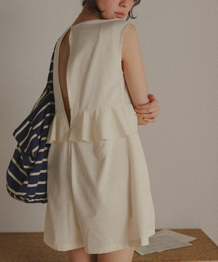 ティティベイト titivate ペプラムフレアデザインオールインワン/ワンピース水着 【返品不可商品】 (バニラ) バニラ