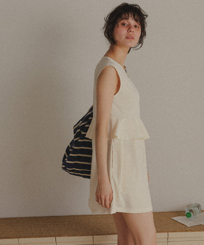 ティティベイト titivate ペプラムフレアデザインオールインワン/ワンピース水着 【返品不可商品】 (バニラ) バニラ