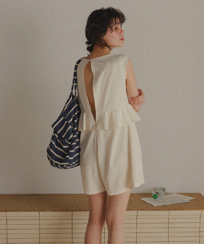 ティティベイト titivate ペプラムフレアデザインオールインワン/ワンピース水着 【返品不可商品】 (バニラ) バニラ