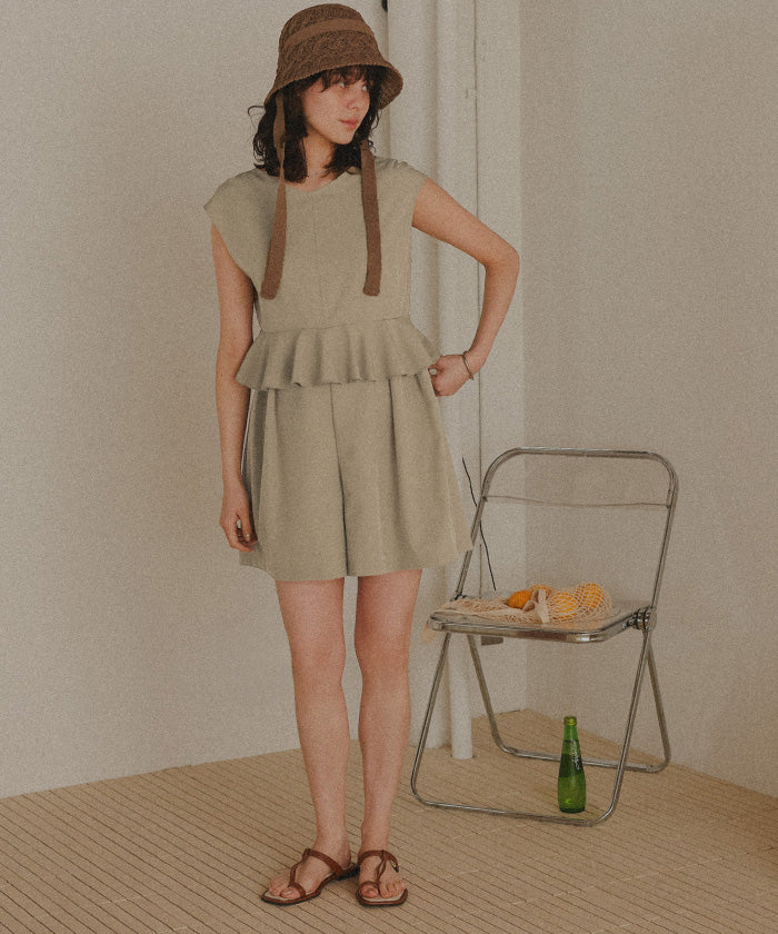 ティティベイト titivate ペプラムフレアデザインオールインワン/ワンピース水着 【返品不可商品】 (バニラ) バニラ