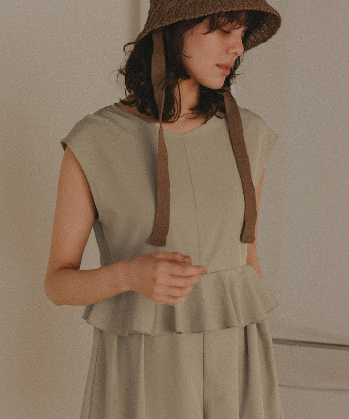 ティティベイト titivate ペプラムフレアデザインオールインワン/ワンピース水着 【返品不可商品】 (バニラ) バニラ