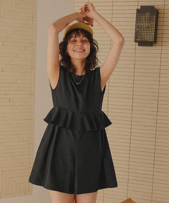 ティティベイト titivate ペプラムフレアデザインオールインワン/ワンピース水着 【返品不可商品】 (バニラ) バニラ