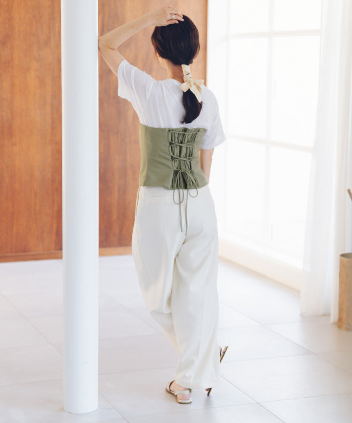 ティティベイト titivate バックレースアップキャミソール/ビスチェ (ライトカーキ) ライトカーキ