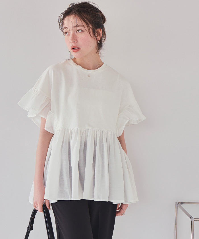 ティティベイト titivate ギャザーペプラムドッキングトップス (ライトグリーン) ライトグリーン