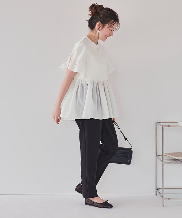 ティティベイト titivate ギャザーペプラムドッキングトップス (ライトグリーン) ライトグリーン