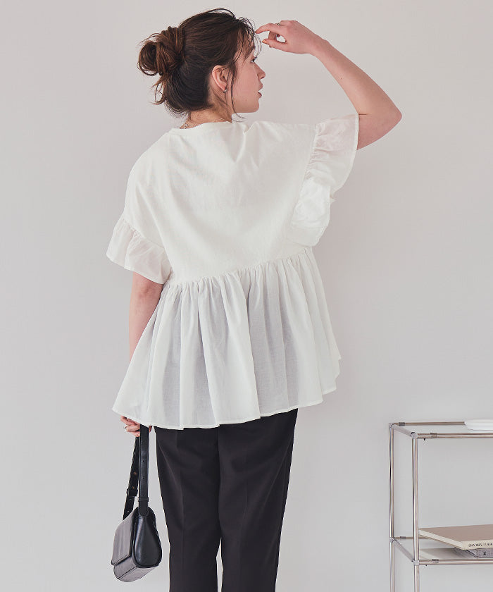 ティティベイト titivate ギャザーペプラムドッキングトップス (ライトグリーン) ライトグリーン