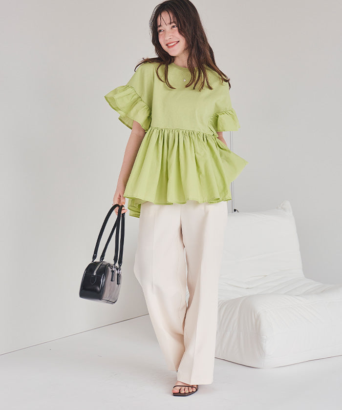 ティティベイト titivate ギャザーペプラムドッキングトップス (ライトグリーン) ライトグリーン