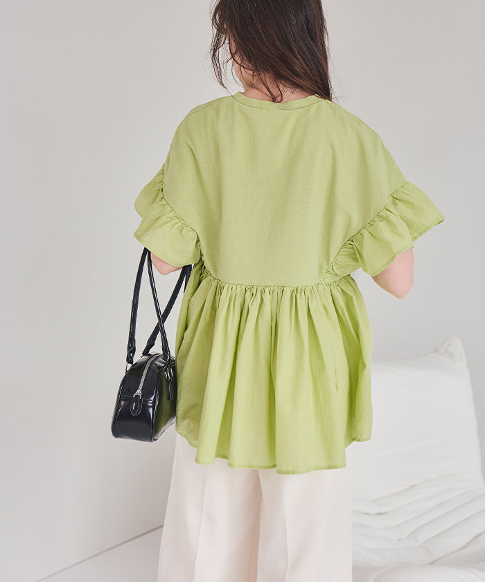 ティティベイト titivate ギャザーペプラムドッキングトップス (ライトグリーン) ライトグリーン