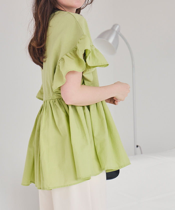 ティティベイト titivate ギャザーペプラムドッキングトップス (ライトグリーン) ライトグリーン