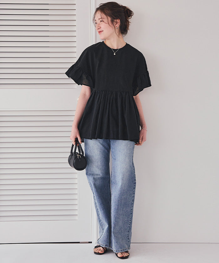 ティティベイト titivate ギャザーペプラムドッキングトップス (ライトグリーン) ライトグリーン