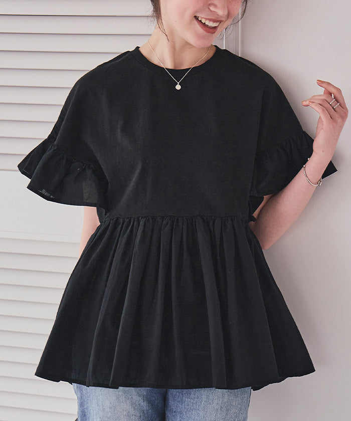 ティティベイト titivate ギャザーペプラムドッキングトップス (ライトグリーン) ライトグリーン