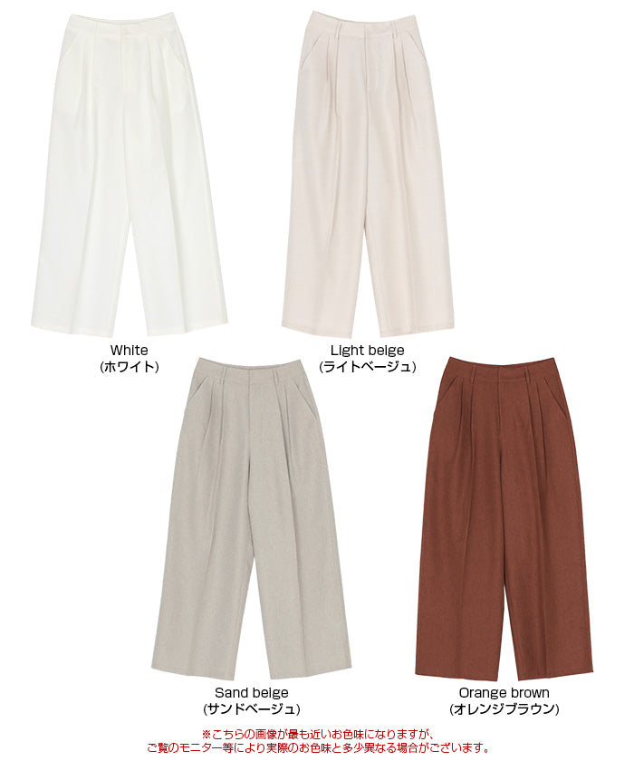 ティティベイト titivate リネンライクツータックワイドパンツ (サンドベージュ) サンドベージュ