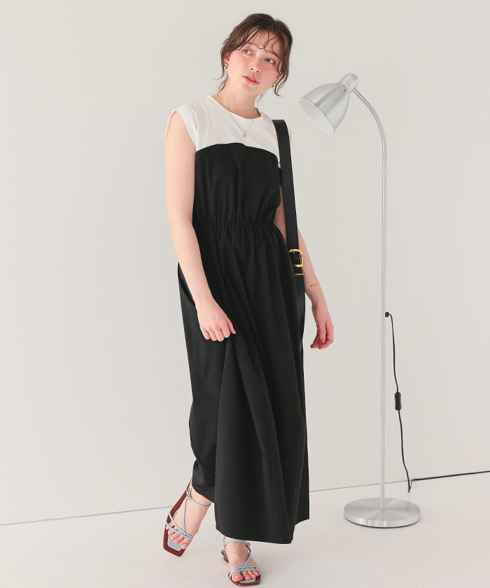 ティティベイト titivate 布帛ドッキング撥水加工ワンピース (ブラック) ブラック