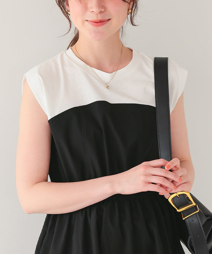 ティティベイト titivate 布帛ドッキング撥水加工ワンピース (ブラック) ブラック