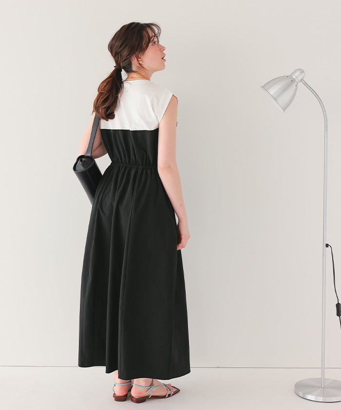 ティティベイト titivate 布帛ドッキング撥水加工ワンピース (ブラック) ブラック