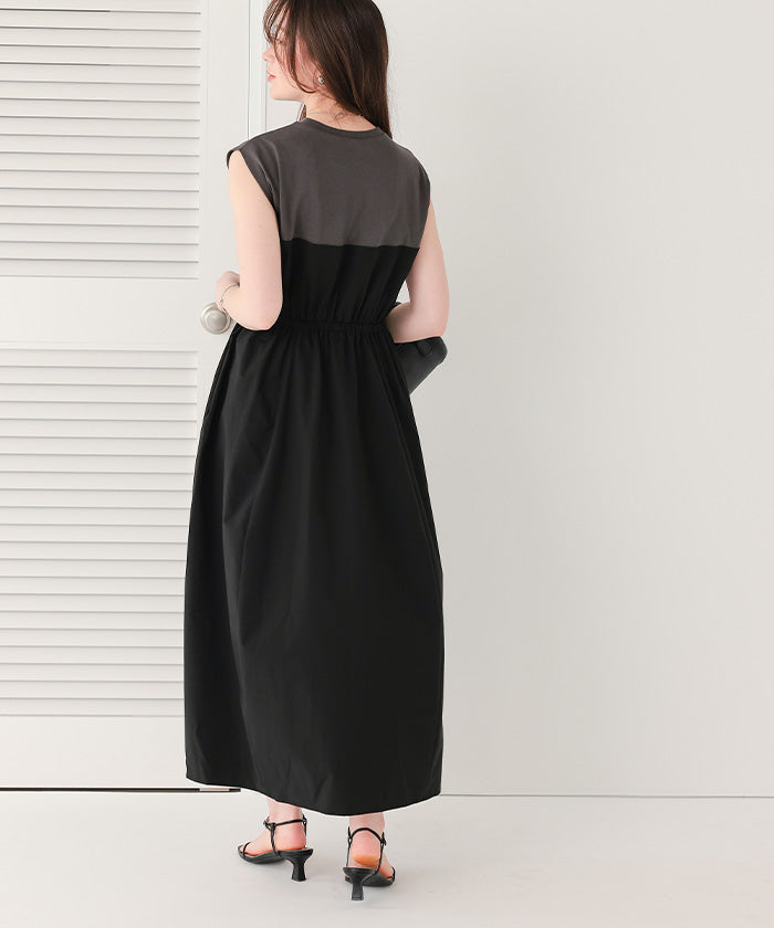 ティティベイト titivate 布帛ドッキング撥水加工ワンピース (ブラック) ブラック