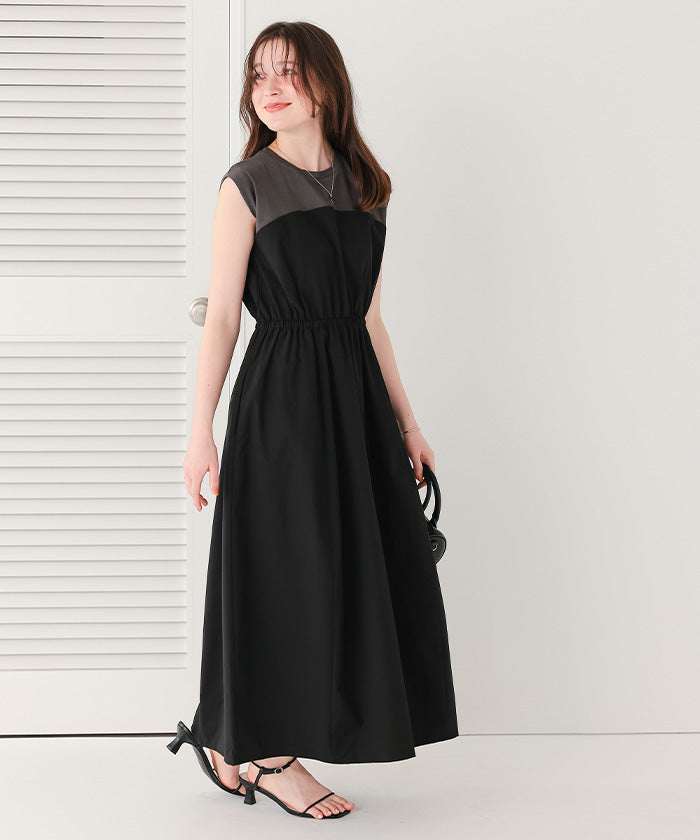 ティティベイト titivate 布帛ドッキング撥水加工ワンピース (ブラック) ブラック