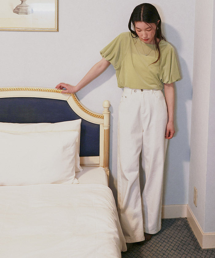 ティティベイト titivate シアーベロアバルーンスリーブトップス (ブラウン) ブラウン