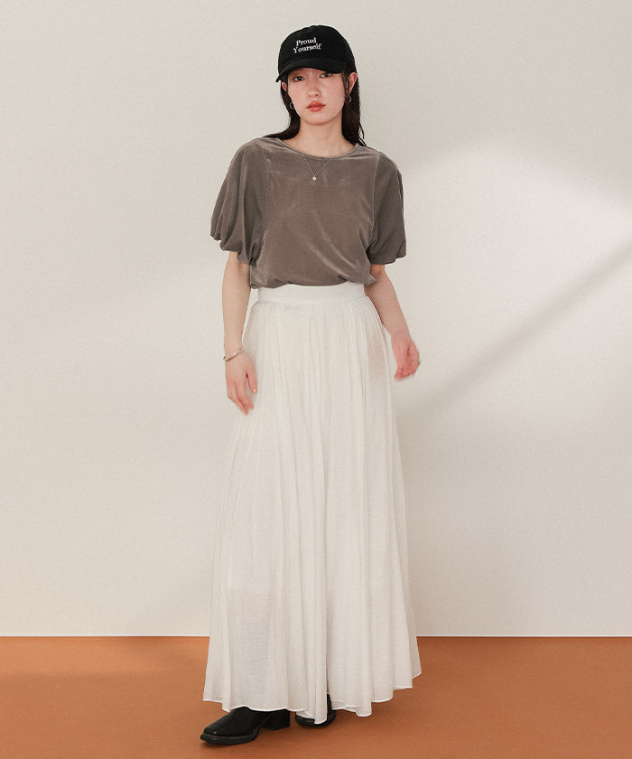 ティティベイト titivate シアーベロアバルーンスリーブトップス (ブラウン) ブラウン