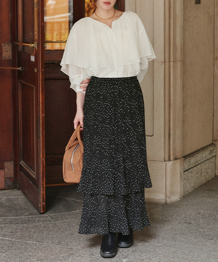 ティティベイト titivate リリープリーツティアードスカート (ドット) ドット